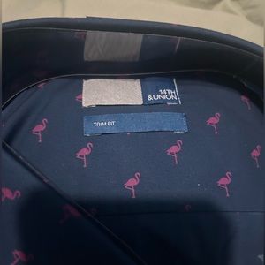Beautiful blue and pink flamingo button down shirt